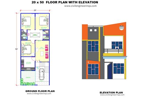 20 X 50 AutoCAD Floor Plan with Elevation - 1