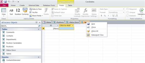 MS Access How to Add a Table in Design View 的图像结果