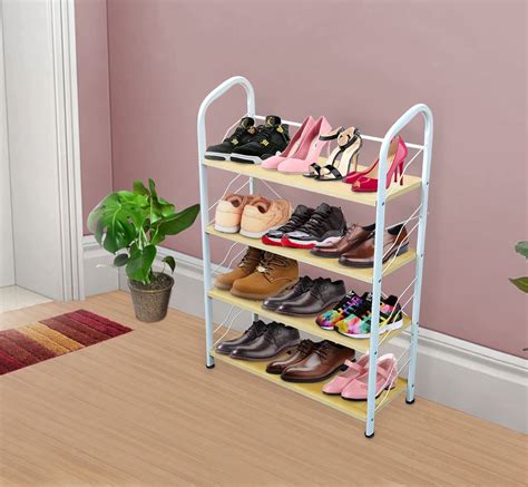 Lukzer DIY 4 Layer Shoe Rack Organizer Multi-Purpose Wooden Portable ...