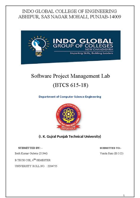 Practical spm - INDO GLOBAL COLLEGE OF ENGINEERING ABHIPUR, SAS NAGAR ...