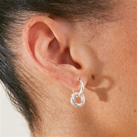 Buy Silver Plated Twisted Charm Hoops - Accessorize India