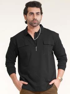 MANIAC Solid Men Polo Neck Black T-Shirt - Buy MANIAC Solid Men Polo ...