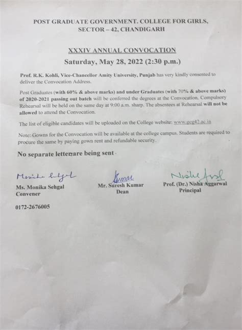 Student Notices | PG GOVT COLLEGE FOR GIRLS SECTOR 42