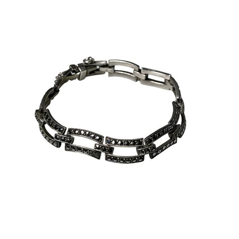 vintage silver rectangle link chain bracelet set with marcasite | NOIR ...
