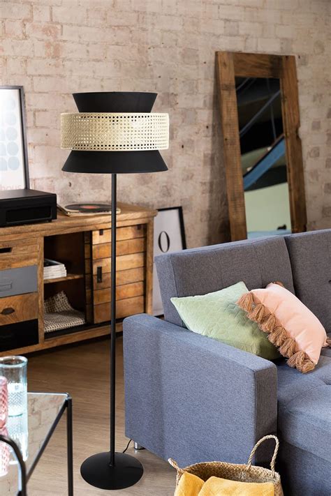 Rattan Cane Webbing Floor Lamp Bamboo Floor Lamp(Cone Shaped)-Abriana ...