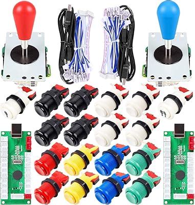 SJ@JX 2 Player Arcade Game Stick DIY Kit Buttons with Logo LED 8 Way ...