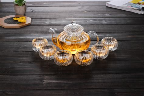 加厚玻璃茶壶 玻璃花茶壶套装 透明过滤内胆功夫茶具套装茶盘-阿里巴巴