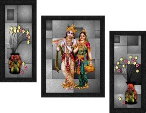 Art Amori Religious Radha Krishna 3 Piece Painting with Synthetic Frame ...