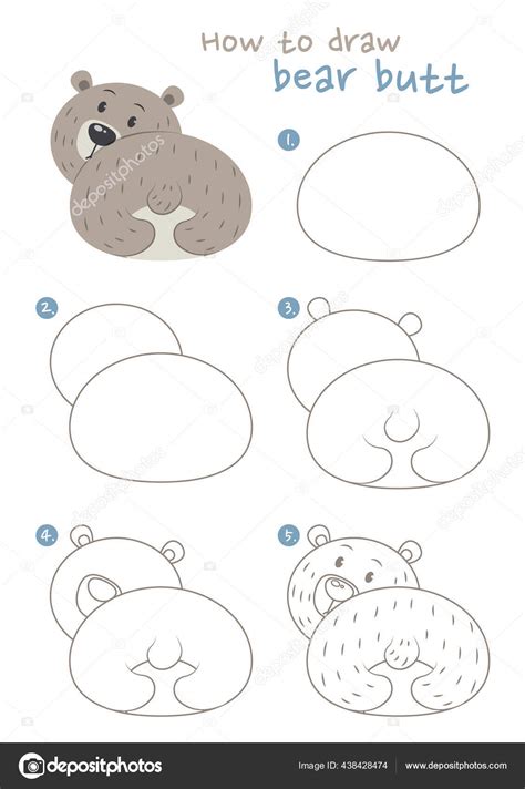 Step by Step Guide to draw cute bear for kids and beginners
