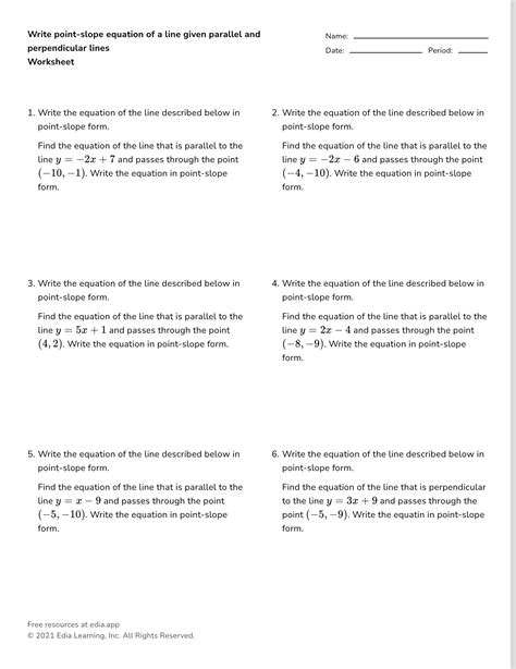 Point-Slope Form Practice Problems 的图像结果