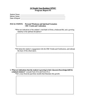 Fillable Online crcna 24 Month NonResident EPMC Program Report #1 ...