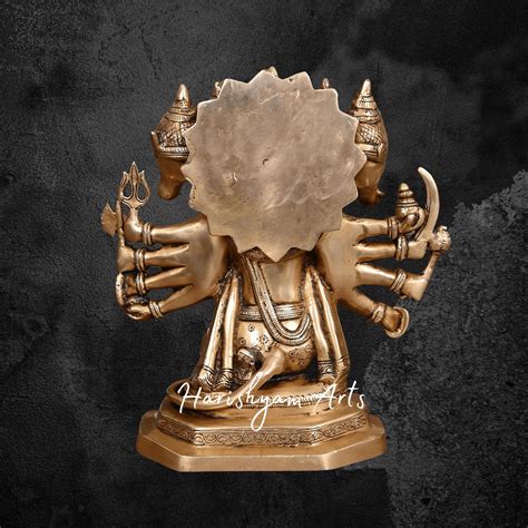 11" Brass Superfine Sitting Panchmukhi Hanuman Idol for Temple and Hom