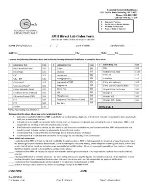 Fillable Online RMH Direct Lab Order Form Fax Email Print - pdfFiller