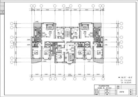 114平方米多层一梯三户住宅户型设计cad图（含效果图）_住宅小区_土木在线