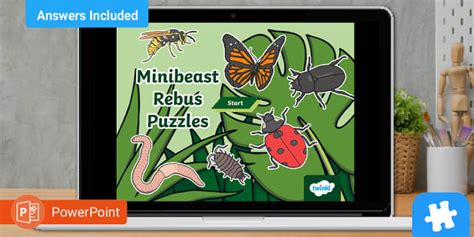 Minibeasts Fun Rebus Puzzles PowerPoint - Kids Puzzles