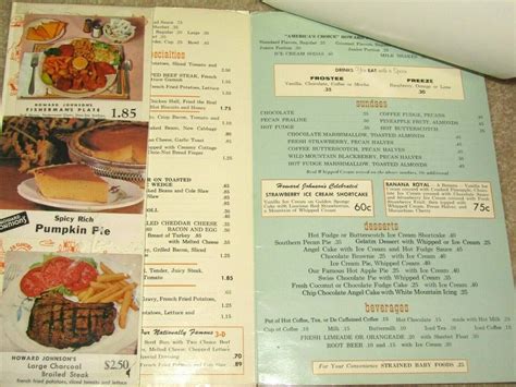1960'S HOWARD JOHNSON'S RESTAURANT MENU W/INSERT-COLOR PHOTOS-GREAT ...