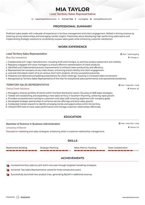 10+ Territory Sales Representative Resume Samples & Templates for 2025