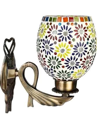 Somil Vintage Antique Wall Lamp with Hand-Decorated Glass Shade ...