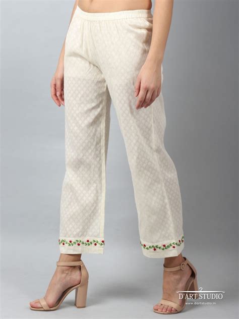 Hand Embroidered Cotton Palazzo - DART STUDIO
