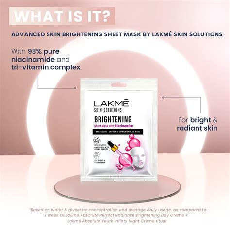 Lakme Skin Solutions Brightening Sheet Mask with Niacinamide, 25 ml ...