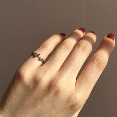 Buy 0.03 Carat Tsavorite Band Sapphire Ring Rose Gold Band Rose Online ...