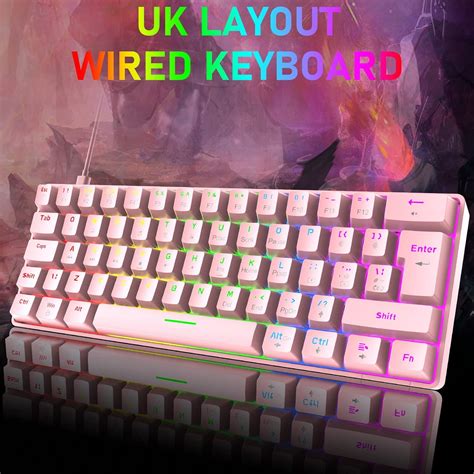 Buy Wired Gaming Keyboard 60% True Mechanical Keyboard Mini Portable 62 ...