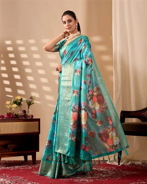 Rizwana Floral Silk Saree – Kalyanja