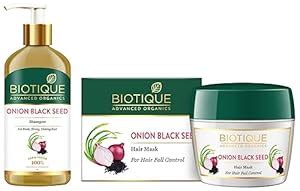 Buy Biotique Onion Black Seed Shampoo & Hair Mask, 300 ml & 175g ...