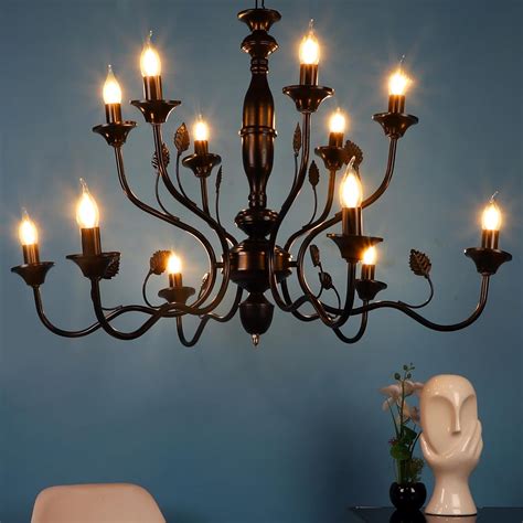 Buy ELIANTE 12-Light Classic Black Chandelier | Candle Style E14 ...