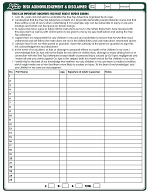 Go Ape Disclaimer Form Online - Fill Online, Printable, Fillable, Blank ...