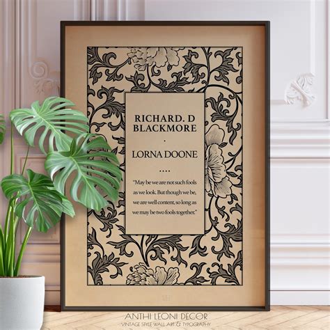Lorna Doone Book Cover Art Print R D Blackmore Book Title Page Reading ...