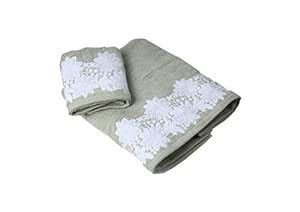 SNAAN Cotton Lace Towel Collection (Light Green, 2 Pieces) : Amazon.in ...