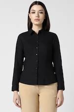 Buy Women Black Solid Long Sleeves Formal Shirt Online - 962189 | Van ...