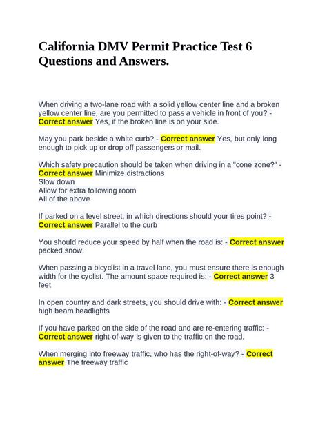 DMV Permit Questions 的图像结果