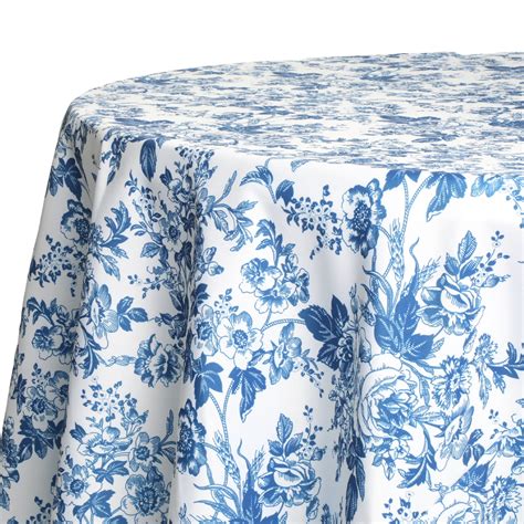 French Toile 132" Round Tablecloth - Blue - CV Linens™