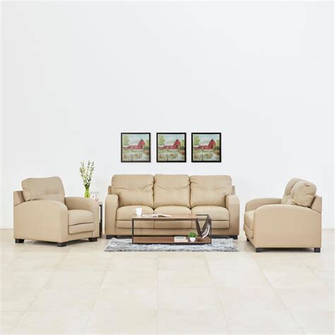 Buy Vista Half Leather 3+2+1 Seater Sofa Set - Beige from Home Centre ...