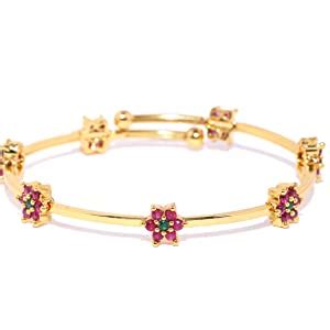 ZAVERI PEARLS Gold Plated Cubic Zirconia Studded Kada For Women ...