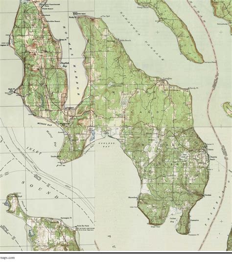 Whidbey Island Ca 1944 USGS Old Topographic Map A Composite - Etsy
