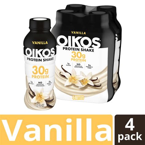 Oikos Protein Shake, Vanilla, 30g High Protein Drinks, Shelf Stable ...