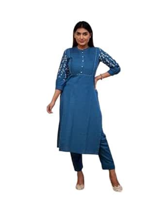 Buy Maae aTTire Women reyon Stretch Style Kurti with Pants Heavy ...