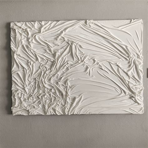 Original White Fabric Textured, Abstract Canvas Painting, Large Plaster ...