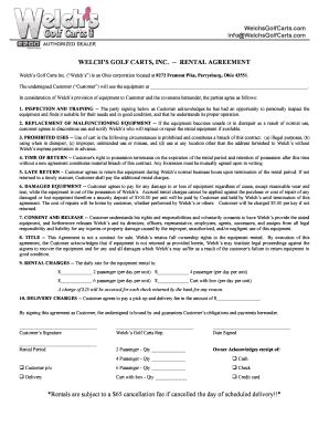 Fillable Online WELCH S GOLF CARTS INC-- RENTAL AGREEMENT Fax Email ...