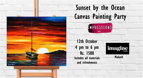 Sunset by the ocean- canvas painting party, with Impressions Art