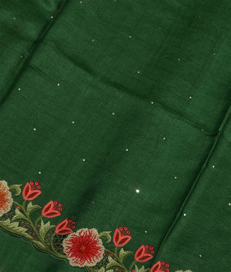 Buy Green Tussar Cutwork Saree T381123
