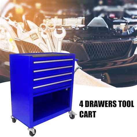 Anysun Blue 4 Drawer Mobile Tool Cart with Locking Wheels and Ball ...