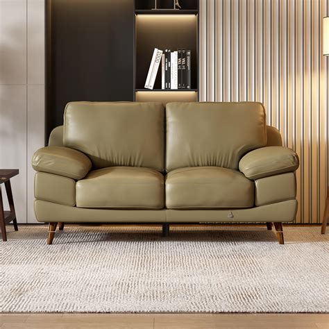 Buy Europa Two Seater Light Green Leather Sofa Online at Durian