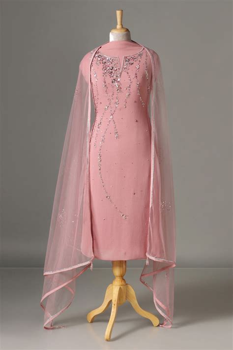 Old Rose Georgette Embroidered Suit Piece – Pooja Peshoria