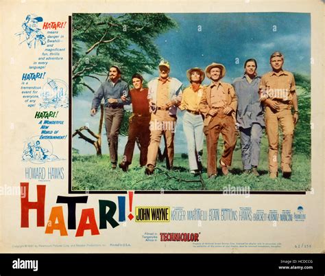 HATARI!, lobbycard, from left: Valentin de Vargas, Gerard Blain, John ...