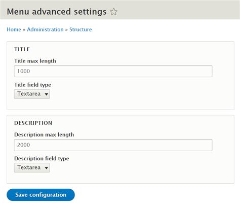 Menu advanced settings | Drupal.org