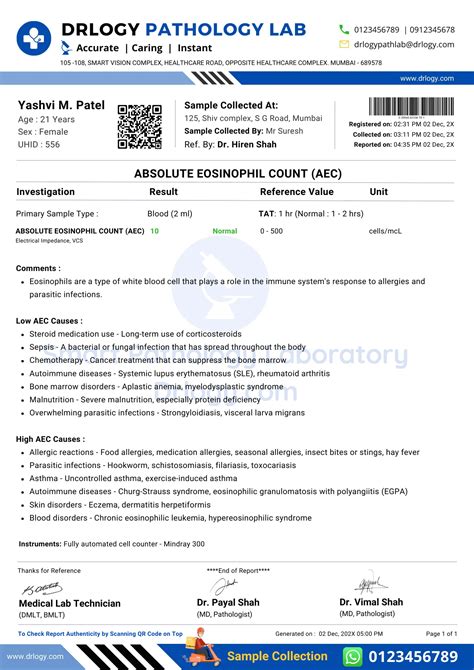 Absolute Eosinophil Count (AEC) Test: Price & Normal Range | Drlogy